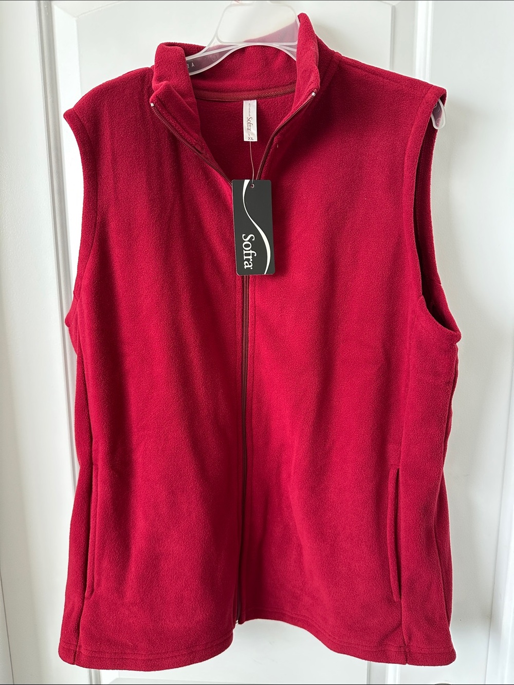 Sofra Maroon Fleece Zip Vest